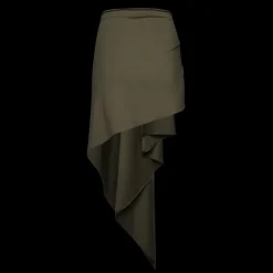 Jupe paréo  MAGDA BUTRYM court asymétrique kaki fleurs