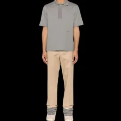 LANVIN pantalon droit taille mi- haute coton beige sable