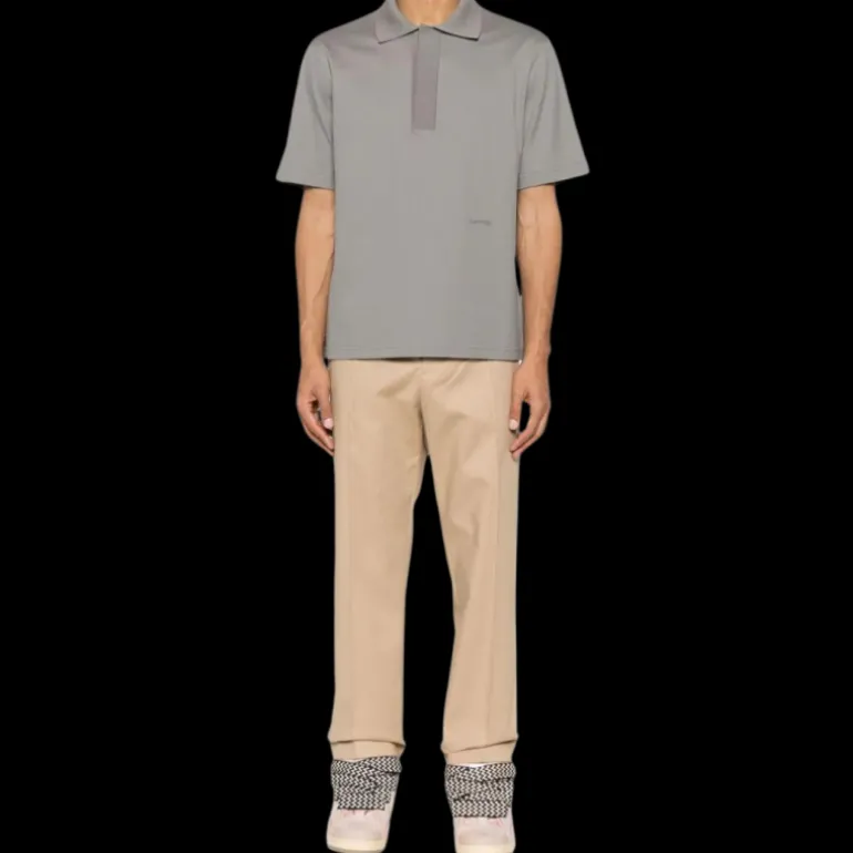 LANVIN pantalon droit taille mi- haute coton beige sable