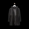 LOEWE Manteau à capuche cuir nappa noir poche anagramme