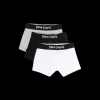 Lot 3 caleçons PALM ANGELS boxer coton noir blanc gris bande logo