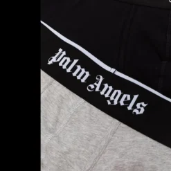 Lot 3 caleçons PALM ANGELS boxer coton noir blanc gris bande logo