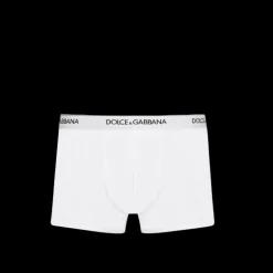 Lot deux boxers DOLCE & GABBANA coton blanc stretch écriture logo ceinture noir