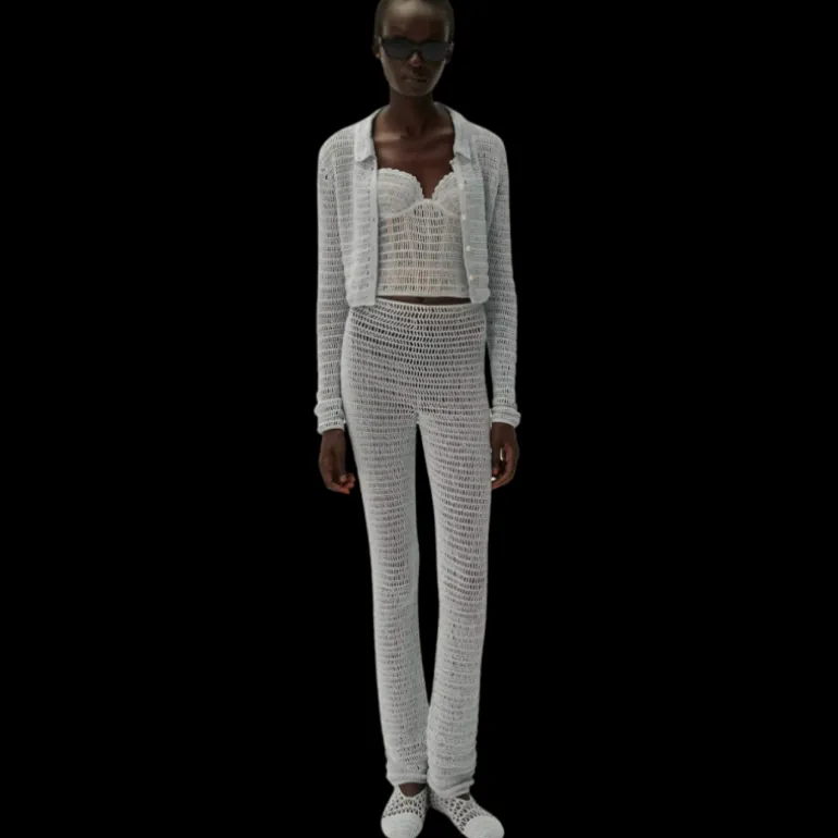 MAGDA BUTRYM Cardigan à col boutonné en crochet bleu clair