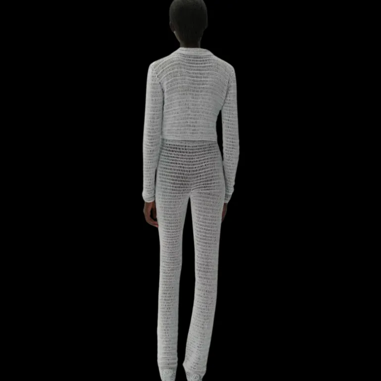 MAGDA BUTRYM Cardigan à col boutonné en crochet bleu clair