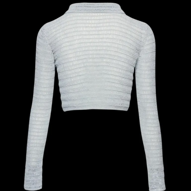 MAGDA BUTRYM Cardigan à col boutonné en crochet bleu clair