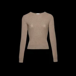 Magda BUTRYM pull manche longue col rond cachemire côtelé beige