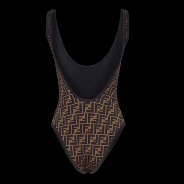 Maillot de bain FENDI Lycra® marron motif FF intégral