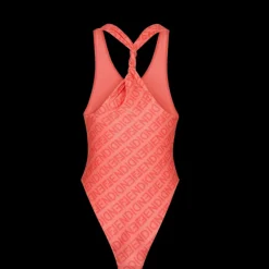 Maillot de bain FENDI une pièce lycra rose motif Fendi mirror