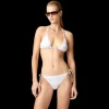 Maillot de bain MISSONI 2 pièces Bikini triangle viscose lamé chevrons blanc paillettes