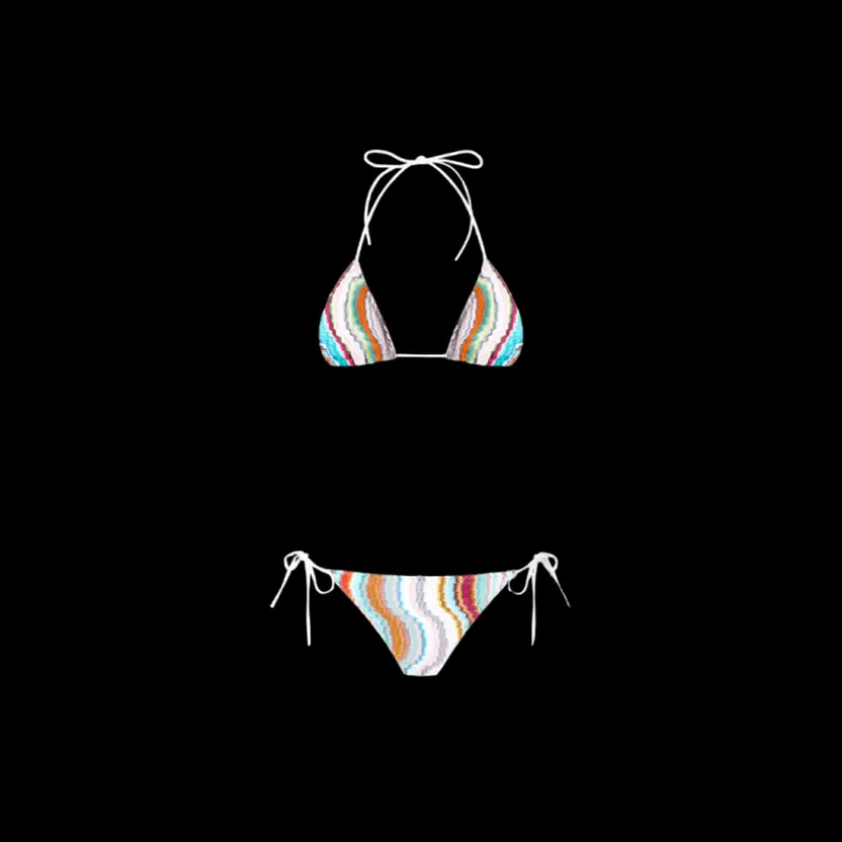 Maillot de bain MISSONI 2 pièces Bikini triangle viscose vagues multicolore