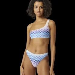 Maillot de bain MISSONI 2 pièces bandeau asymétrique viscose zig zag bleu