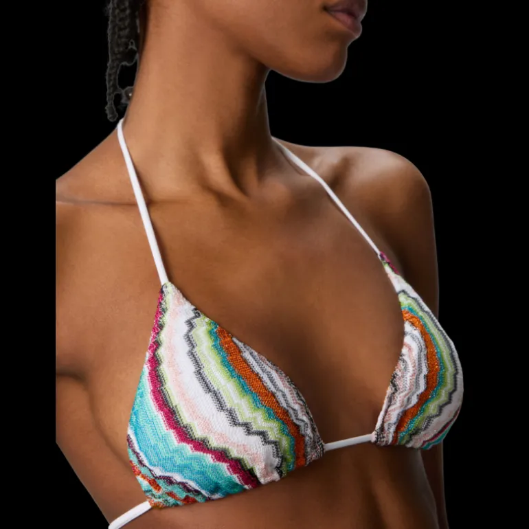 Maillot de bain MISSONI 2 pièces Bikini triangle viscose vagues multicolore