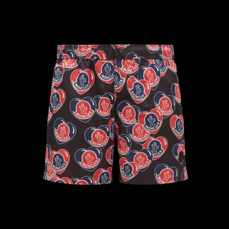 Maillot de bain Moncler noir multicoeur