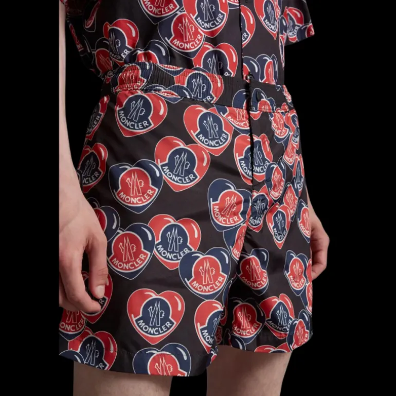 Maillot de bain Moncler noir multicoeur