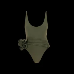 Maillot de bain une pièce MAGDA BUTRYM fines bretelles kaki fleurs