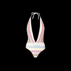 Maillot de bain une pièce MISSONI dentelle viscose lamé zigzag multicolore
