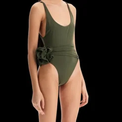 Maillot de bain une pièce MAGDA BUTRYM fines bretelles kaki fleurs