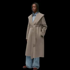 Manteau ceinturé LOEWE col châle laine cachemire beige taupe
