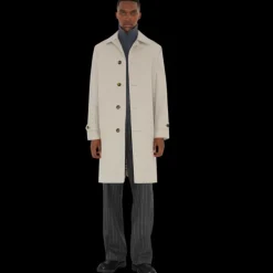 Manteau droit BURBERRY coton sergé beige gris doublure sous col check