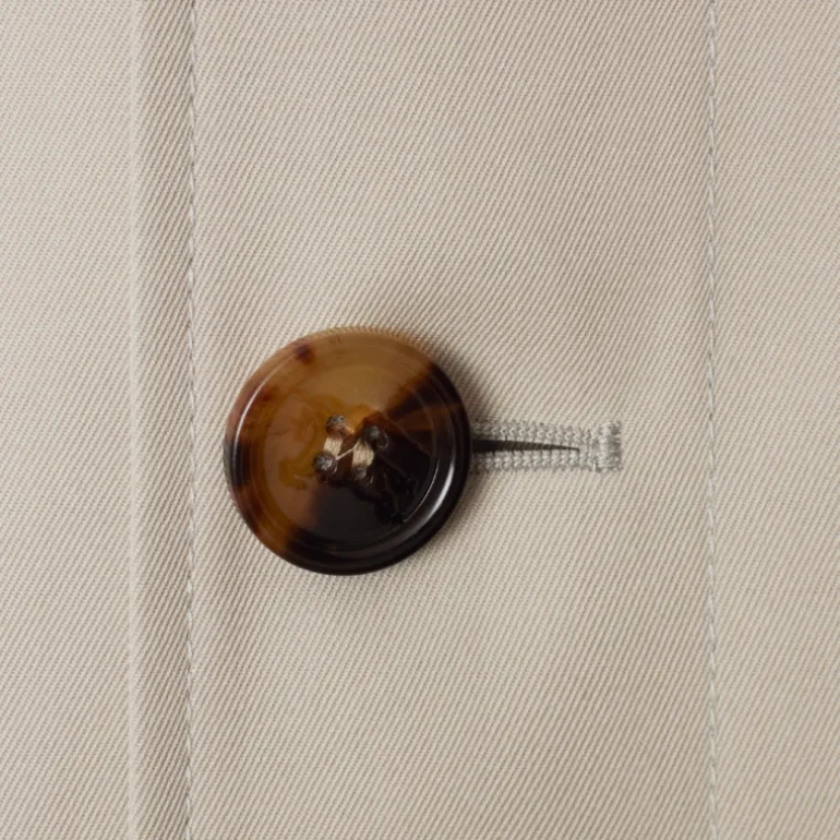 Manteau droit BURBERRY coton sergé beige gris doublure sous col check