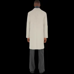 Manteau droit BURBERRY coton sergé beige gris doublure sous col check