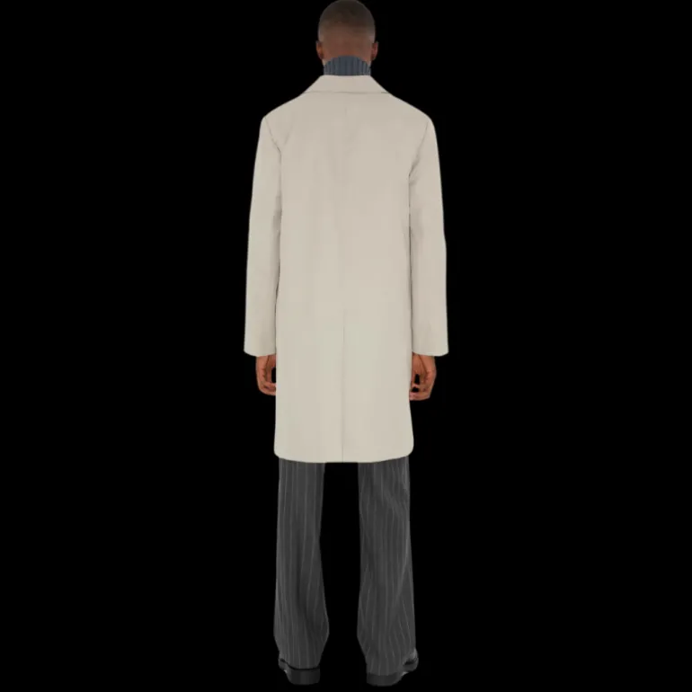 Manteau droit BURBERRY coton sergé beige gris doublure sous col check