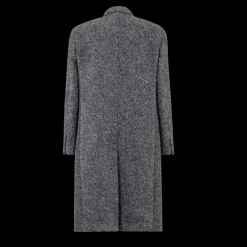 Manteau long croisé double boutonnage alpaga gris chiné