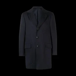 manteau mi-long revers cranté cachemire bleu marine KITON