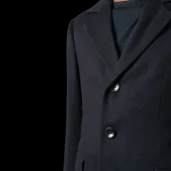manteau mi-long revers cranté cachemire bleu marine KITON