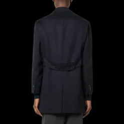 manteau mi-long revers cranté cachemire bleu marine KITON