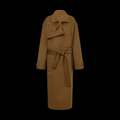 Manteau PHILOSOPHY by LORENZO SERAFINI boutonnière croisée col montant laine marron