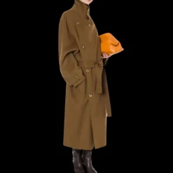 Manteau PHILOSOPHY by LORENZO SERAFINI boutonnière croisée col montant laine marron