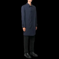 Manteau Trench BRIONI boutonnière caché coton bleu marine