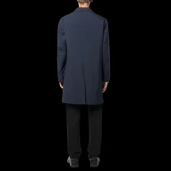 Manteau Trench BRIONI boutonnière caché coton bleu marine