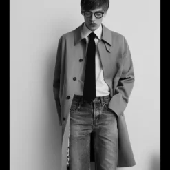 Manteau Trench SAINT LAURENT Macintosh coton beige doublure amovible léopard