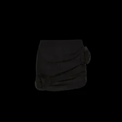 Mini jupe MAGDA BUTRYM tissu crêpe texturé noir fleurs rose