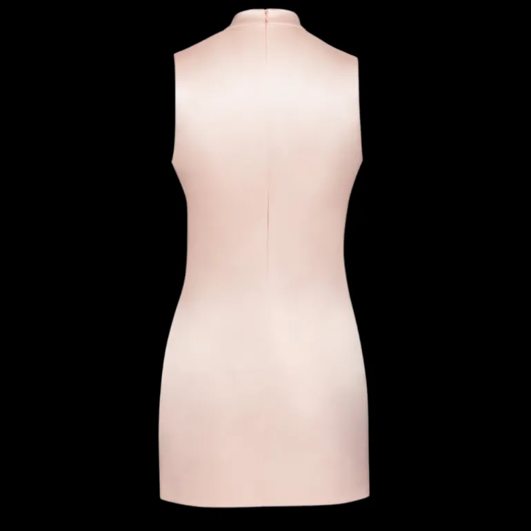 Mini robe MAGDA BUTRYM col montant fleurs soie pêche