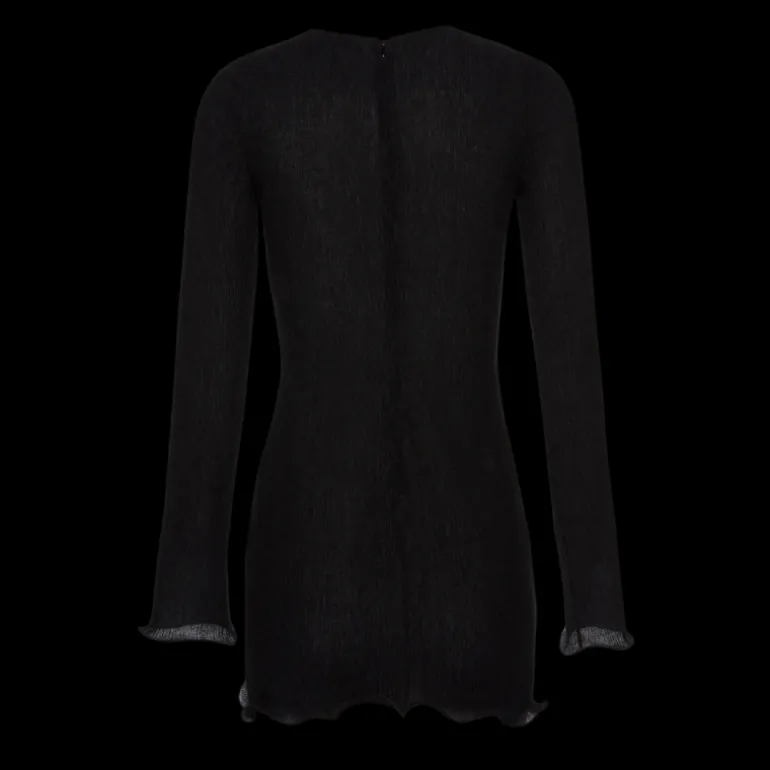 Mini robe MAGDA BUTRYM manche longue crêpe noir volants fleurs