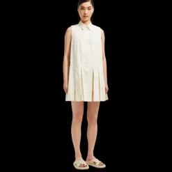 Mini robe MONCLER coton soie écru jupe plissée tennis organza