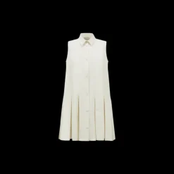 Mini robe MONCLER coton soie écru jupe plissée tennis organza