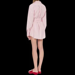 Mini Robe PHILOSOPHY DI LORENZO SERAFINI chemise rose rayures blanc à nouer