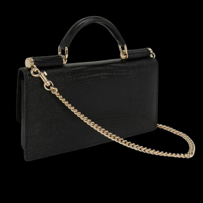 Mini sac pochette DOLCE & GABBANA cuir veau imprimé iguane noir