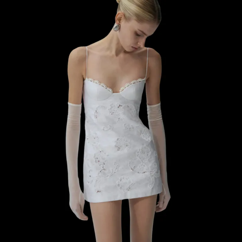 Mini-robe bustier MAGDA BUTRYM popeline coton blanc dentelle