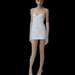 Mini-robe bustier MAGDA BUTRYM popeline coton blanc dentelle