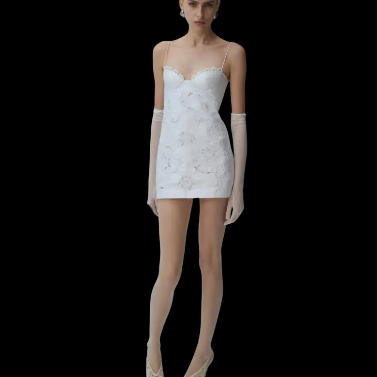 Mini-robe bustier MAGDA BUTRYM popeline coton blanc dentelle