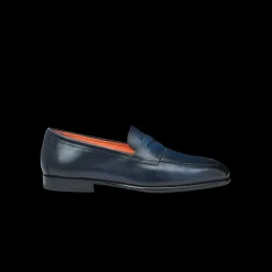 Mocassin SANTONI Carlo cuir bleu marine