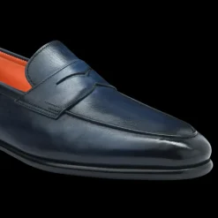 Mocassin SANTONI Carlo cuir bleu marine