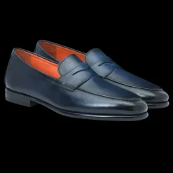 Mocassin SANTONI Carlo cuir bleu marine