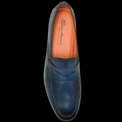 Mocassin SANTONI Carlo cuir bleu marine